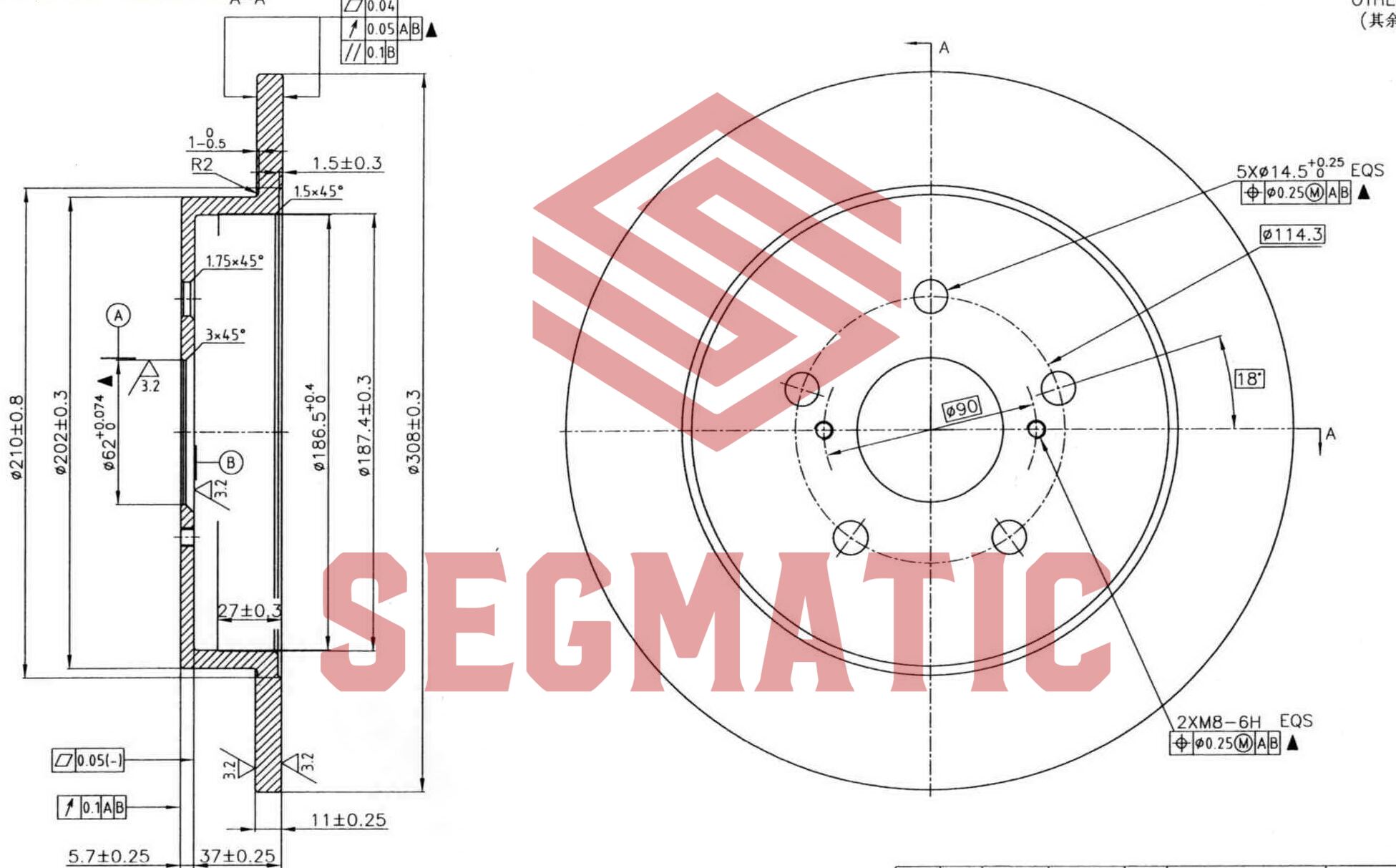 Диск торм. задн geely Atlas / Atlas PRO - SEGMATIC SBD30093413