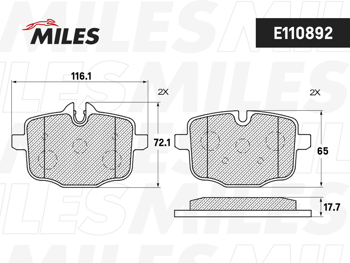 Колодки тормозные BMW 5 f10/f11 3.0-4.4 10- задние - Miles E110892