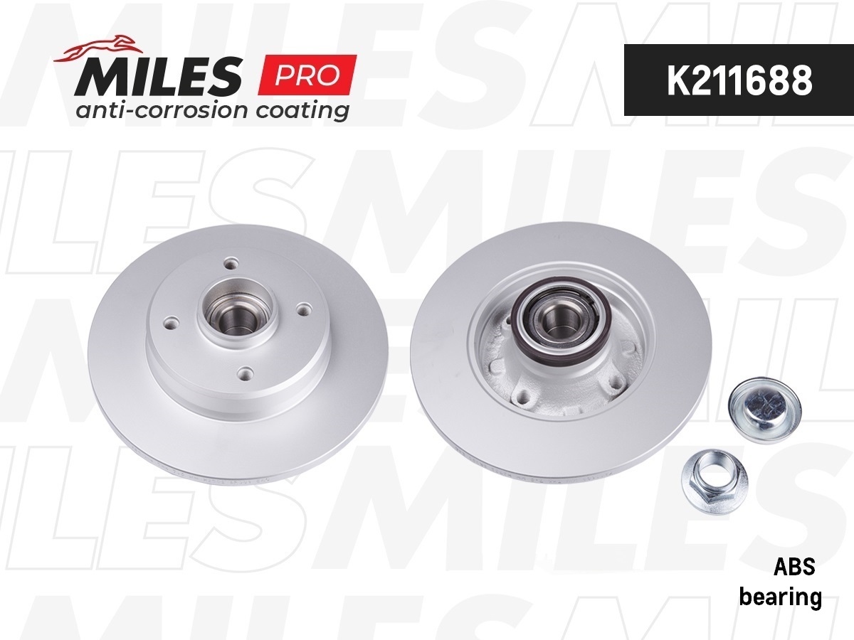 Диск тормозной citroen с3/c4/peugeot 207/307 задний с подш. с покрытием - Miles K211688