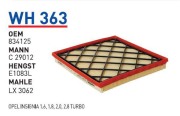 Фильтр воздушный opel Insignia filter - Wunder WH363