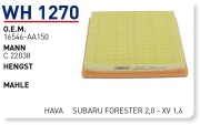 Фильтр воздушный subaru Forester/XV 16-> filter - Wunder WH1270