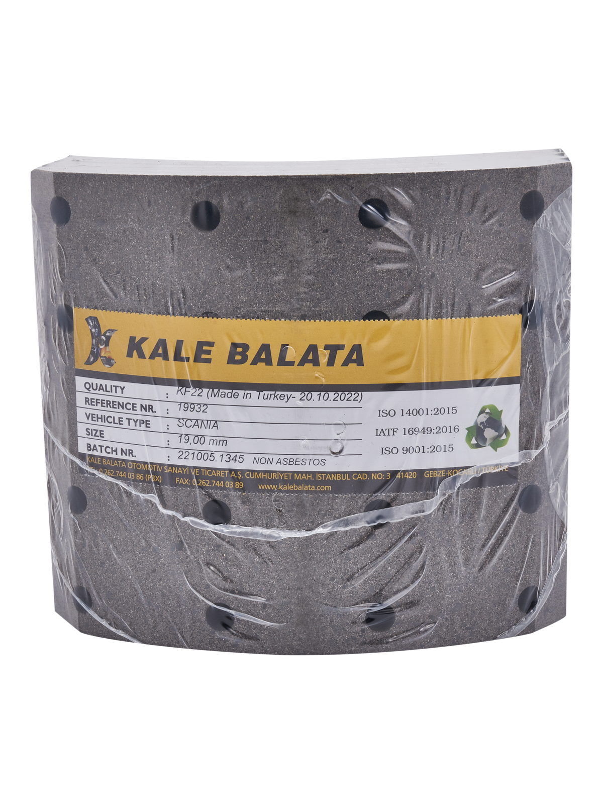 Накладка торм номинал 4шт с заклепками Scania 1535249 - Kale  19932190004
