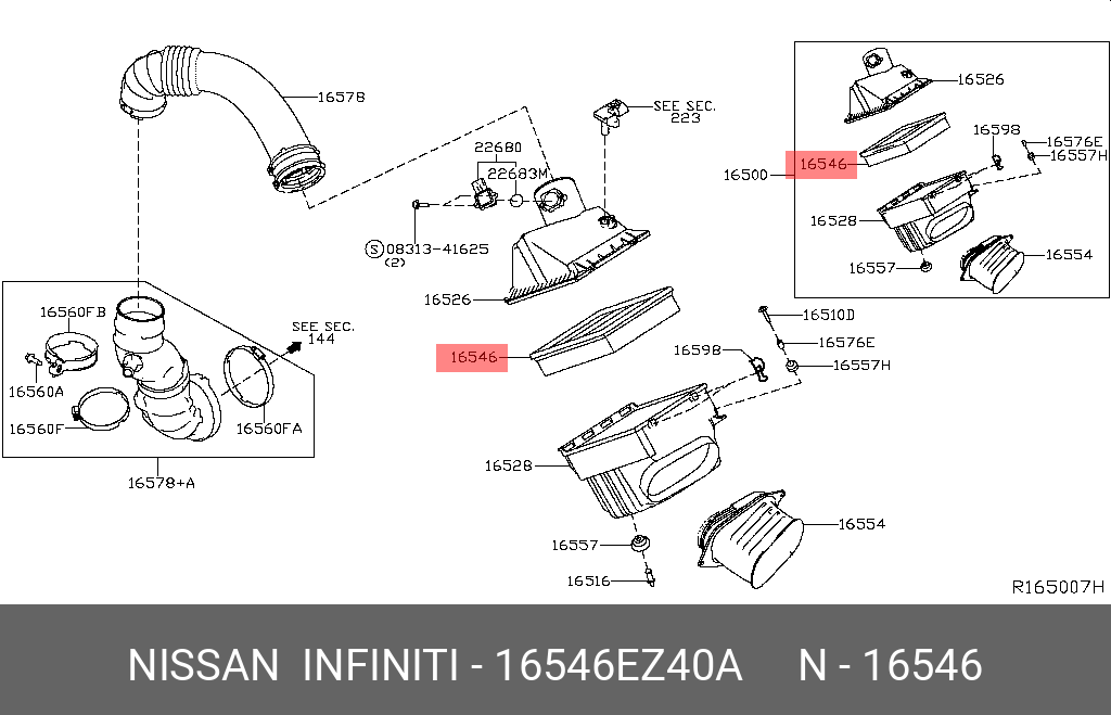 Фильтр воздушный - Nissan 16546EZ40A