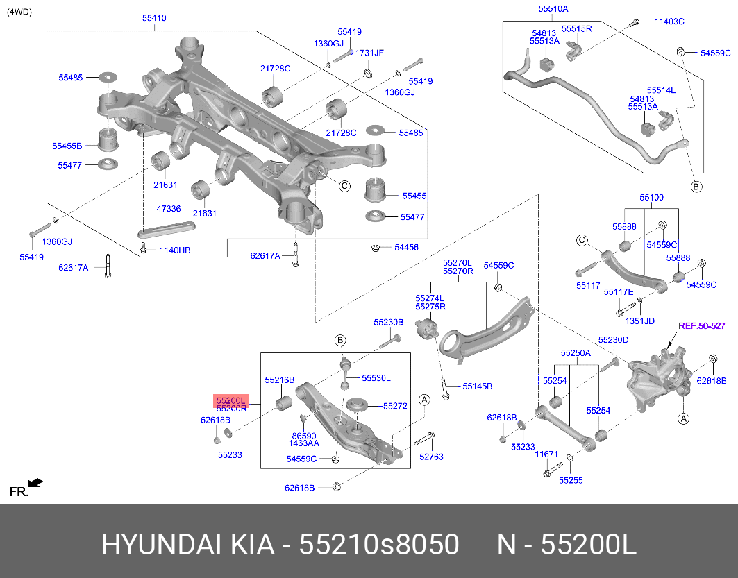 Рычаг зад подвески лев поперечный - Hyundai/Kia 55210S8050