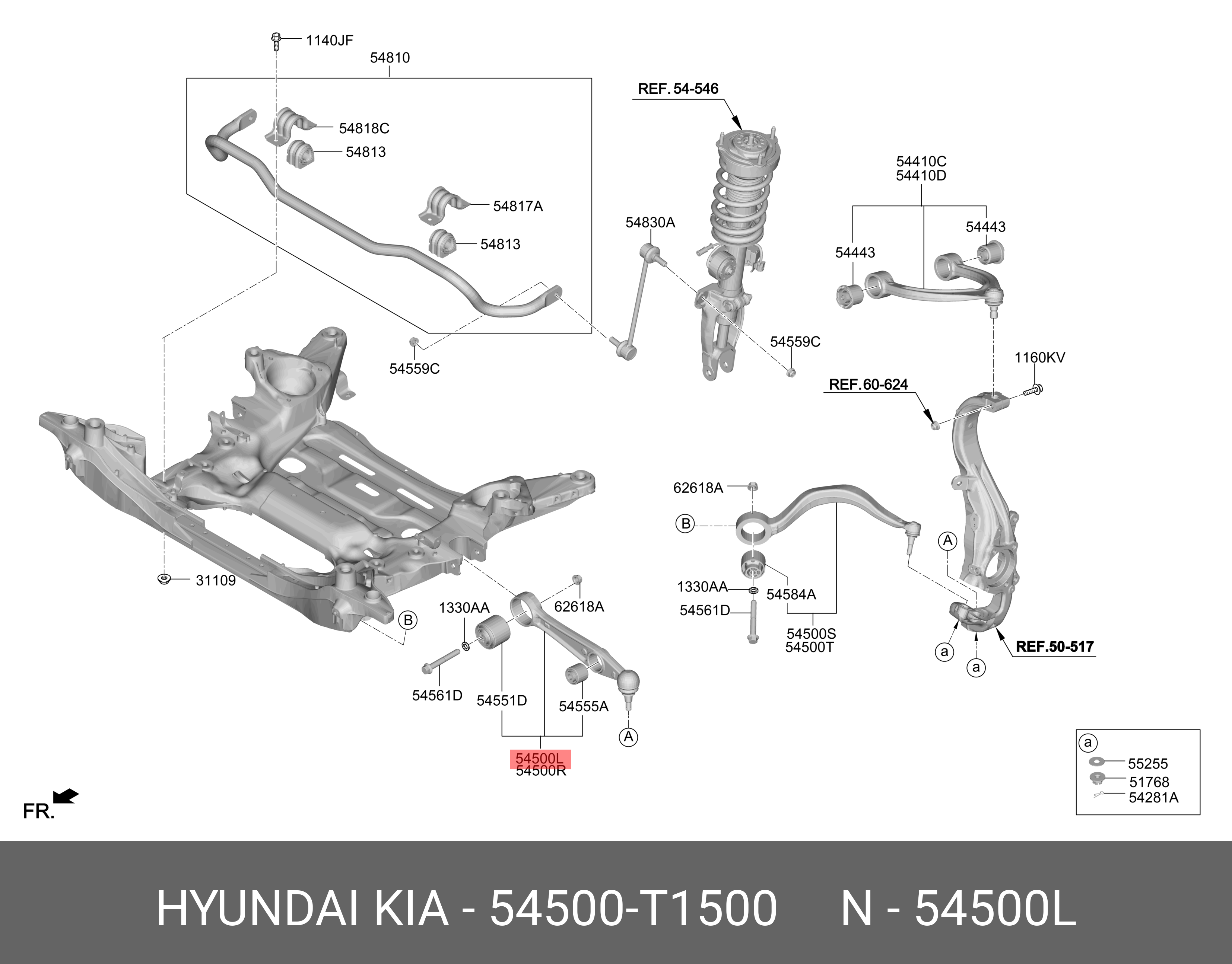 Рычаг перед лев прямой - Hyundai/Kia 54500T1500
