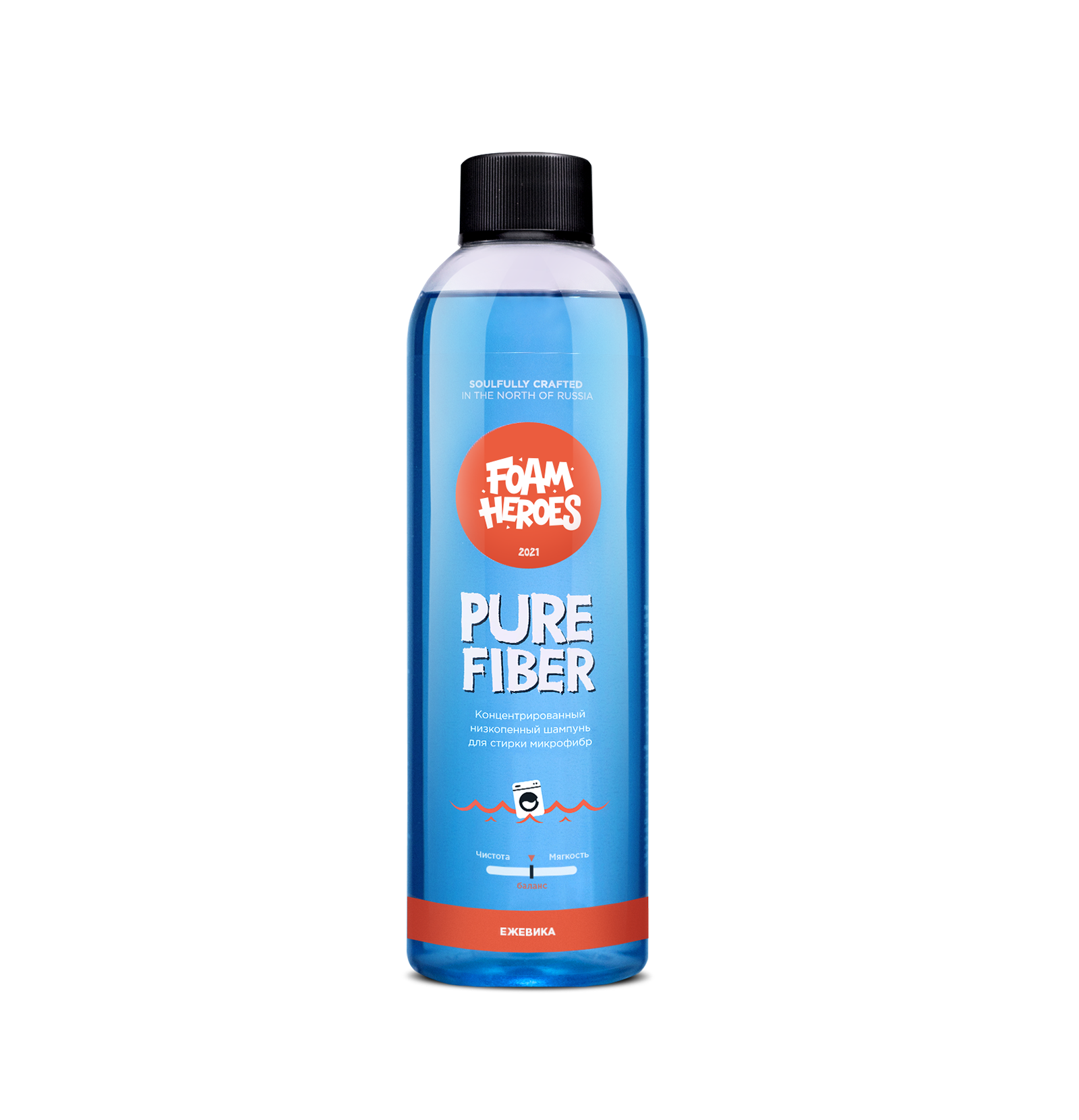 Pure Fiber низкопенный шампунь для стирки микрофибры, 500мл (Фирменный стикер в комплекте) - Foam Heroes FHB049