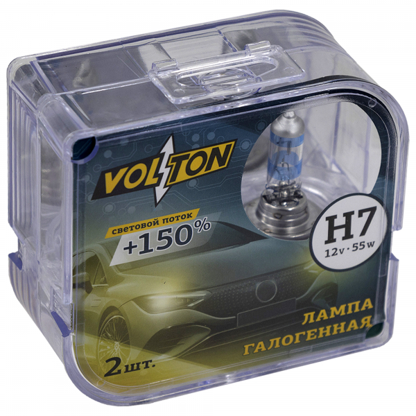 Лампа 12 в H7 55 Вт галогенная PX26d +150% (2 шт.) в упаковке - Volton VLT1508
