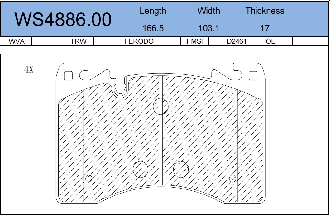 Колодки тормозные дисковые | перед | - JEENICE WS4886.00