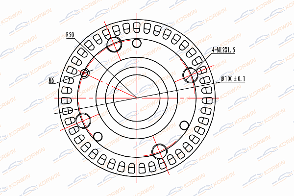 Ступица колеса передняя с ABS VW: Golf2/ Golf3/ Passat B3 - KORWIN KWAH0069