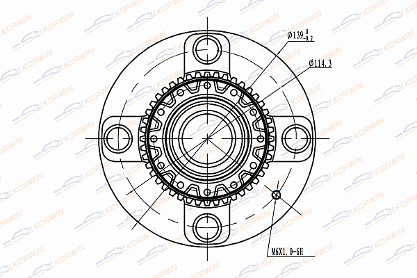 Ступица колеса задняя с ABS elantra 01-06 \ kia: spectra 05-09 - KORWIN KWAH0058