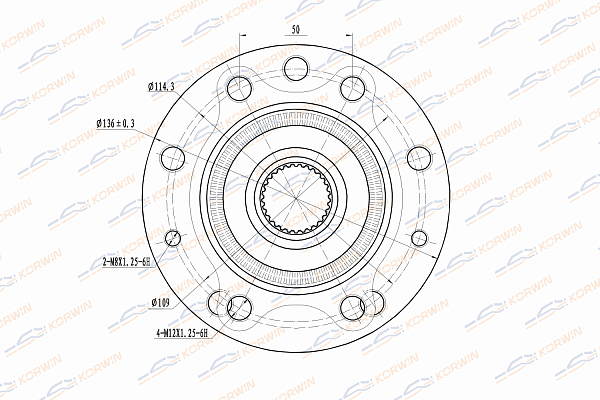 Ступица колеса передняя с ABS nissan: Qashqai 1.2Tce/1.5dCi/1.6dCi 14- - KORWIN KWAH0064
