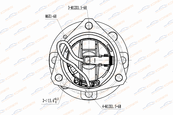 Ступица колеса передняя с ABS opel: signum 03-, vectra c 02- - KORWIN KWAH0062