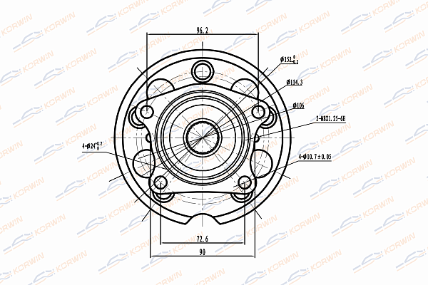 Ступица колеса задняя без ABS toyota: RAV 4 II 4WD 00-05 - KORWIN KWAH0061