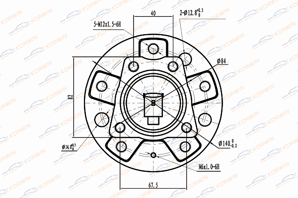 Ступица колеса задняя с ABS opel: astra h 04- , zafira b 05- - KORWIN KWAH0053