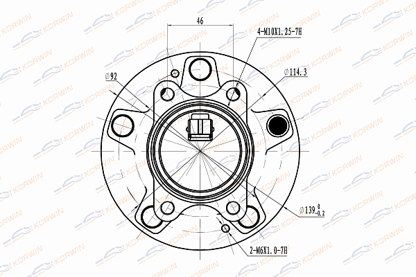 Ступица колеса задняя с ABS kia: cerato, spectra 08- - KORWIN KWAH0052