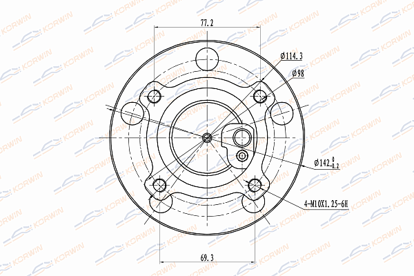 Ступица колеса задняя с ABS mazda: 3 (bk)03-, 5 (cr) 05- - KORWIN KWAH0049