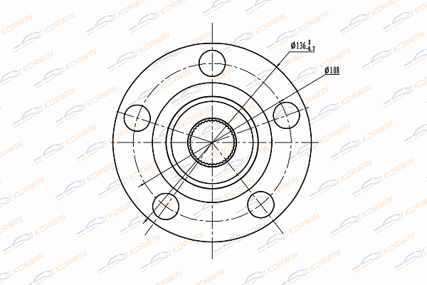 Ступица колеса передняя с ABS ford: Mondeo IV 07-, Focus II 04- - KORWIN KWAH0043