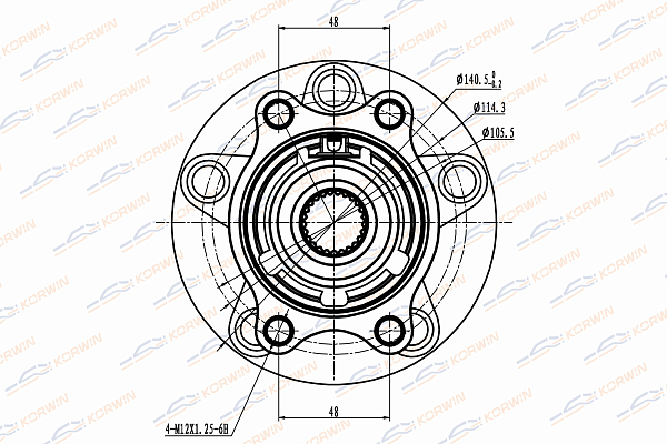 Ступица колеса задняя без ABS mitsubishi outlander III 12-, ASX 12- - KORWIN KWAH0038