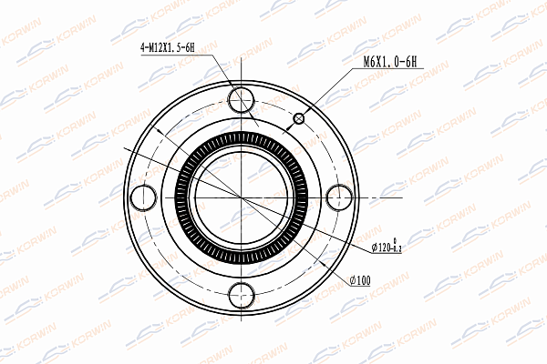 Ступица колеса задняя с ABS VW: Polo 01- \ skoda: Fabia 99- \ audi: A1 10 - KORWIN KWAH0047