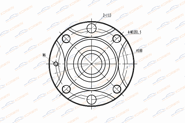 Ступица колеса передняя без ABS chevrolet Lanos/Chance - KORWIN KWAH0046