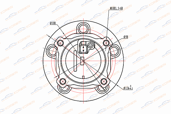 Ступица колеса задняя c ABS ford: focus II 04-, c-max 03-10 - KORWIN KWAH0036