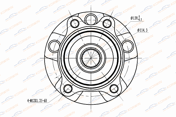 Ступица колеса передняя c ABS toyota: Auris 07- Corolla 150 07- - KORWIN KWAH0035