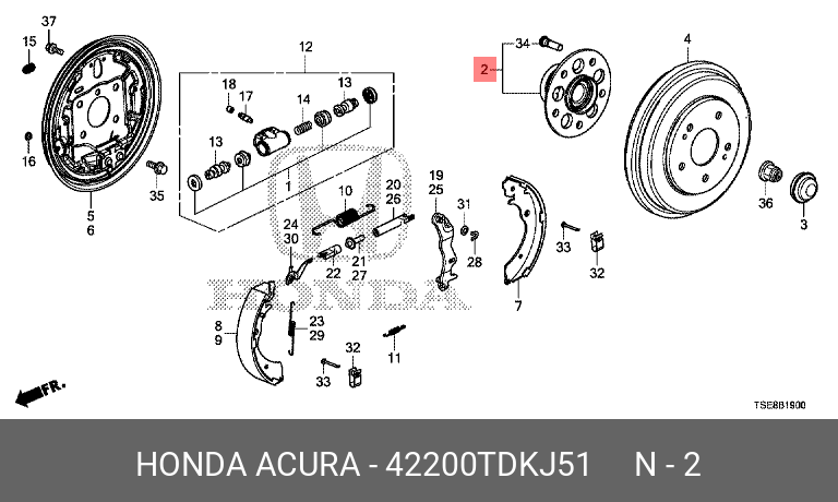 Ступица колеса / Подшипник ступицы колеса ЗАД - Honda 42200-TDK-J51