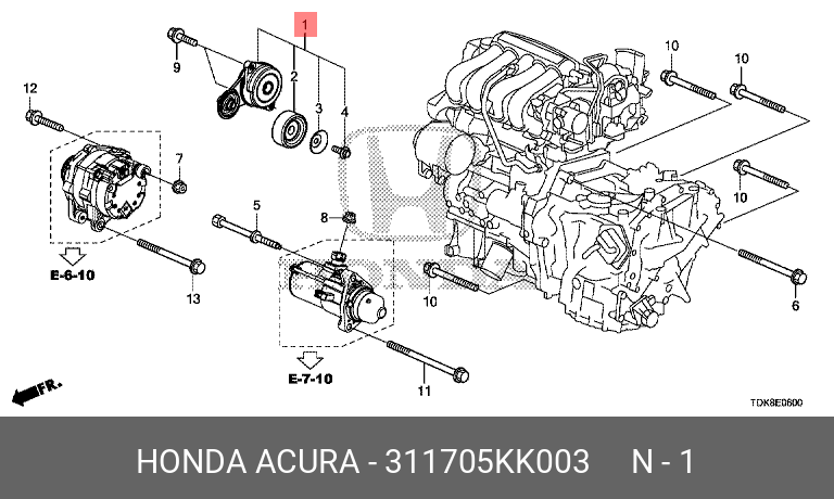 Ролик-натяжитель навесного оборудования - Honda 31170-5KK-003