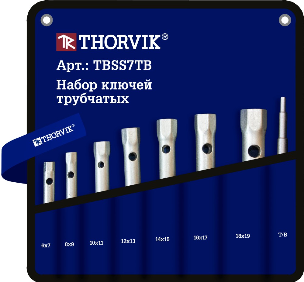 Набор ключей трубчатых в сумке, 6-19 мм, 7 предметов - Thorvik TBSS7TB