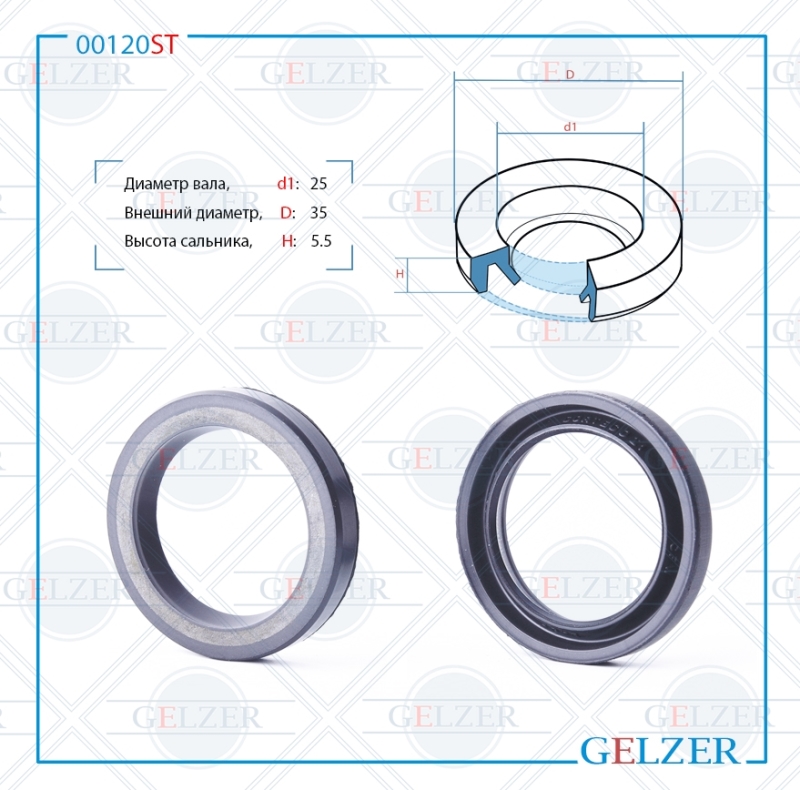Сальник рулевой рейки 25*35*5.5 (2) - GELZER 00120ST
