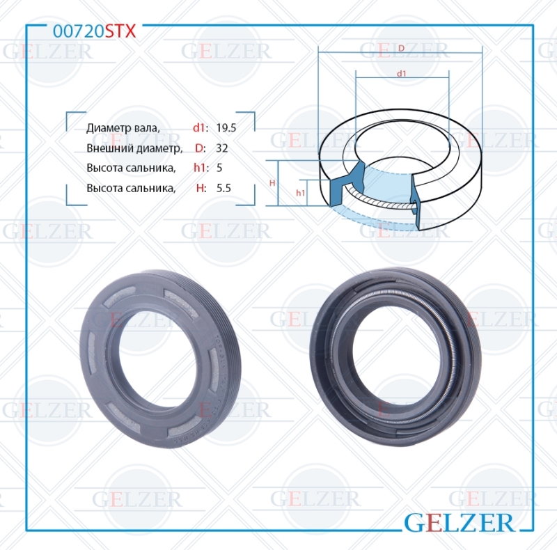 Сальник рулевой рейки 19.5*32*5/5.5 (1pm) - GELZER 00720STX