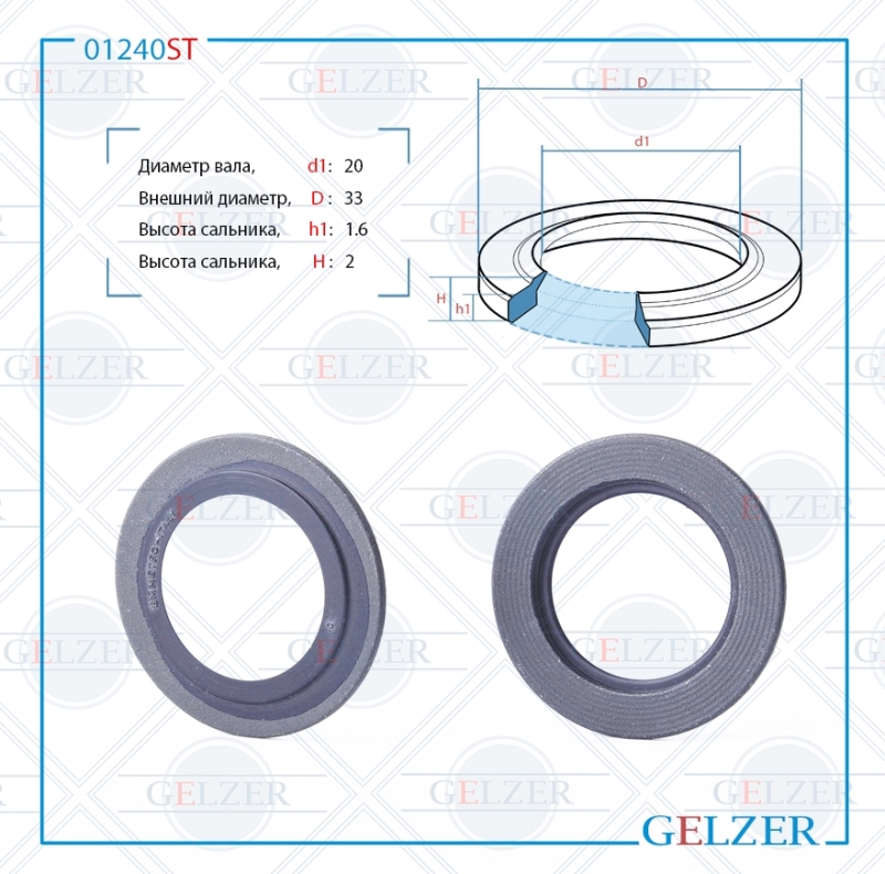 Сальник рулевой рейки 20*33*1.6/2 (8) - GELZER 01240ST