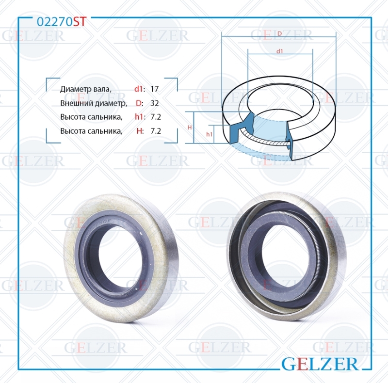 Сальник рулевой рейки 17*32*7.2/7.2 (1pma) - GELZER 02270ST