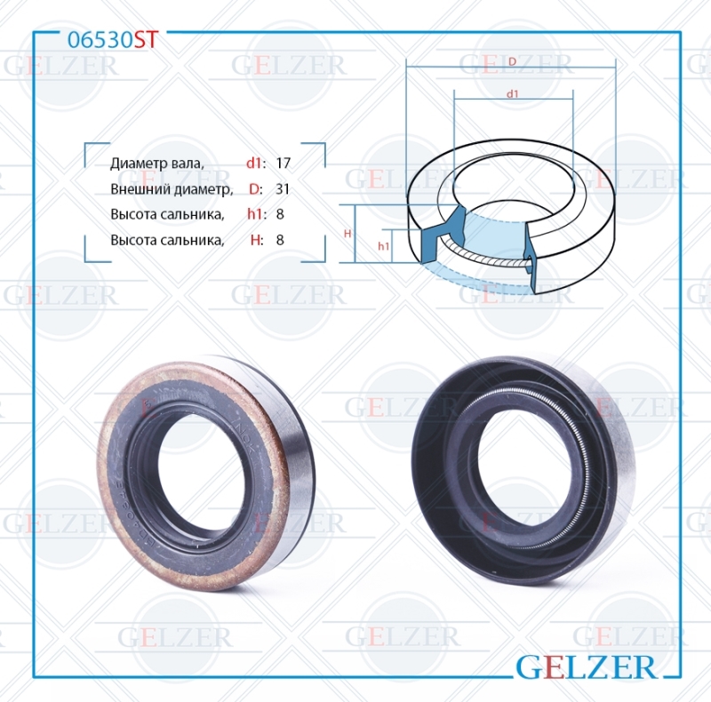 Сальник рулевой рейки 17*31*8/8 (1pma) - GELZER 06530ST