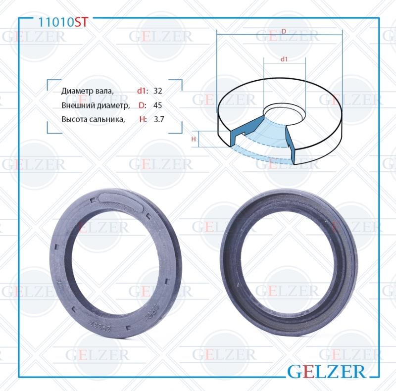 Сальник рулевой рейки 32*45*3.7 (3) - GELZER 11010ST