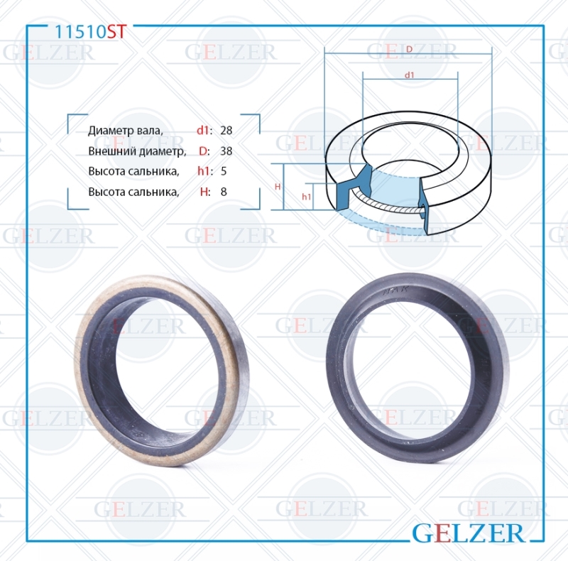 Сальник рулевой рейки 28*38*5/8 (1pa) - GELZER 11510ST