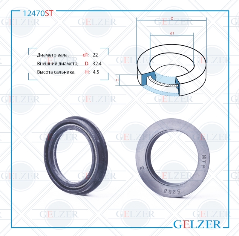 Сальник рулевой рейки 22*30/32.4*4.5 (0m) - GELZER 12470ST