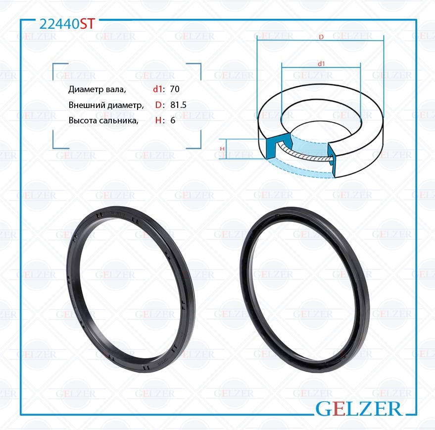 Сальник рулевой рейки 70*81.5*6 (0) - GELZER 22440ST