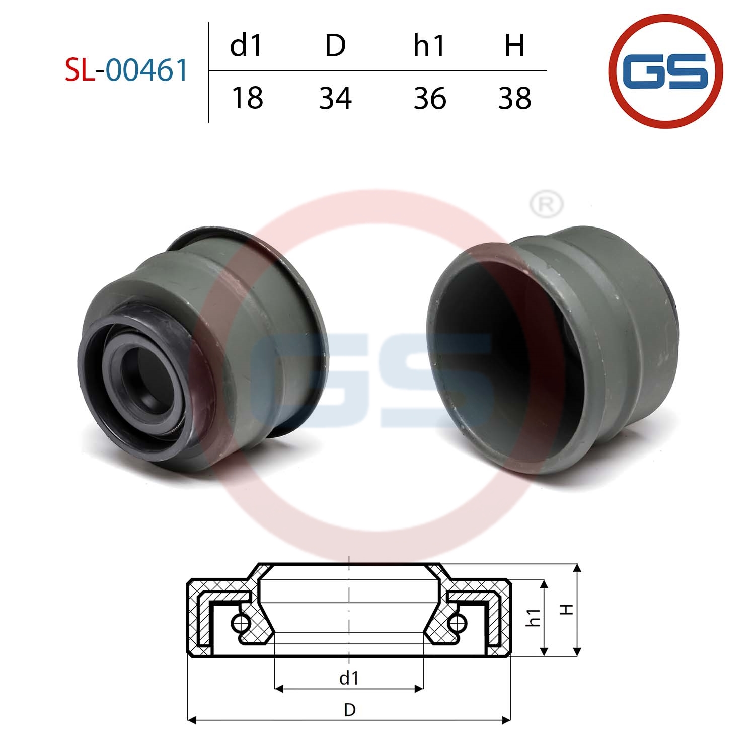 Сальник рулевой рейки 18*34*36/38 (1pa) - GS SL-00461