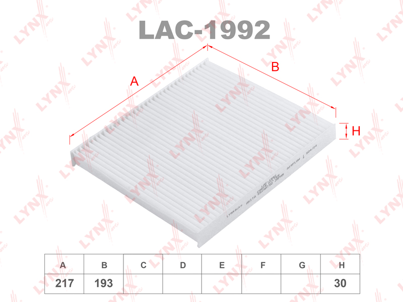 Фильтр салонный - LYNXauto LAC-1992