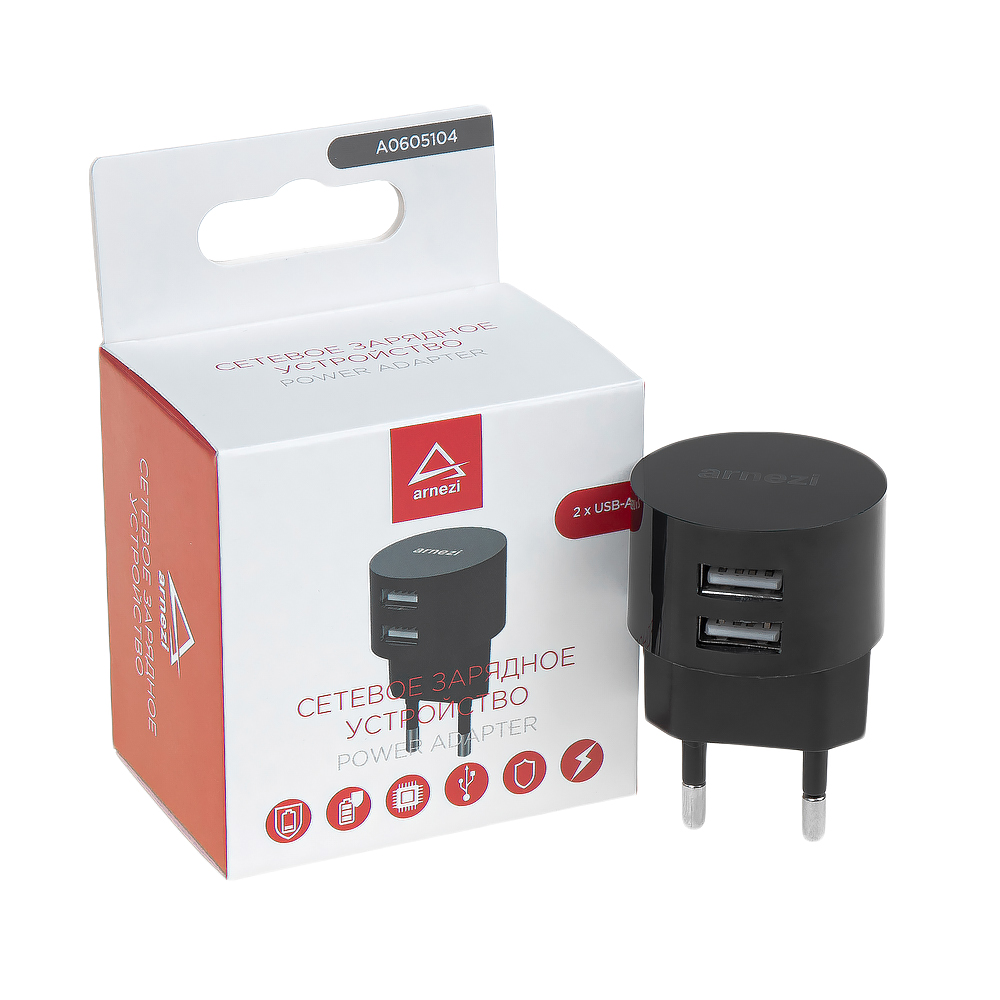 Сетевое зарядное устройство 15W 2xUSB-A (5V 2.1 а + 1A) - ARNEZI A0605104