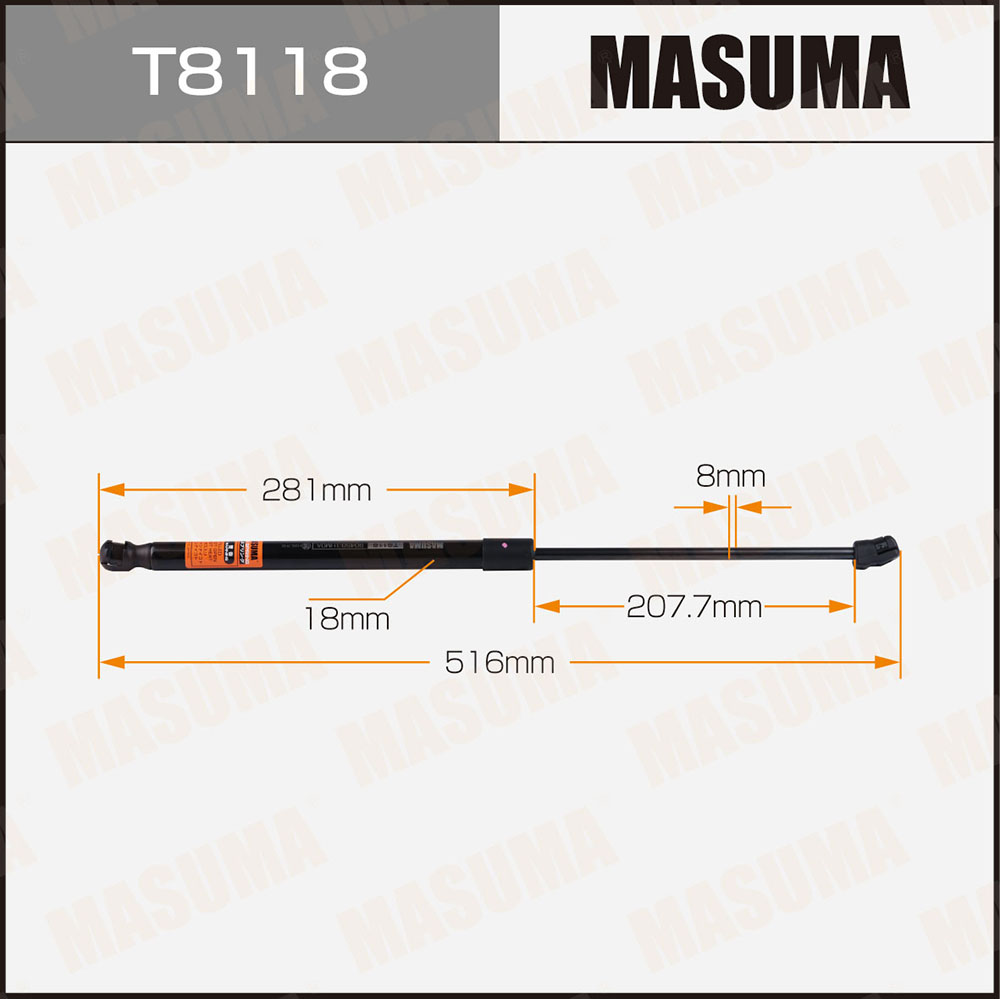 Упор газовый багажника L=516mm - Masuma T8118