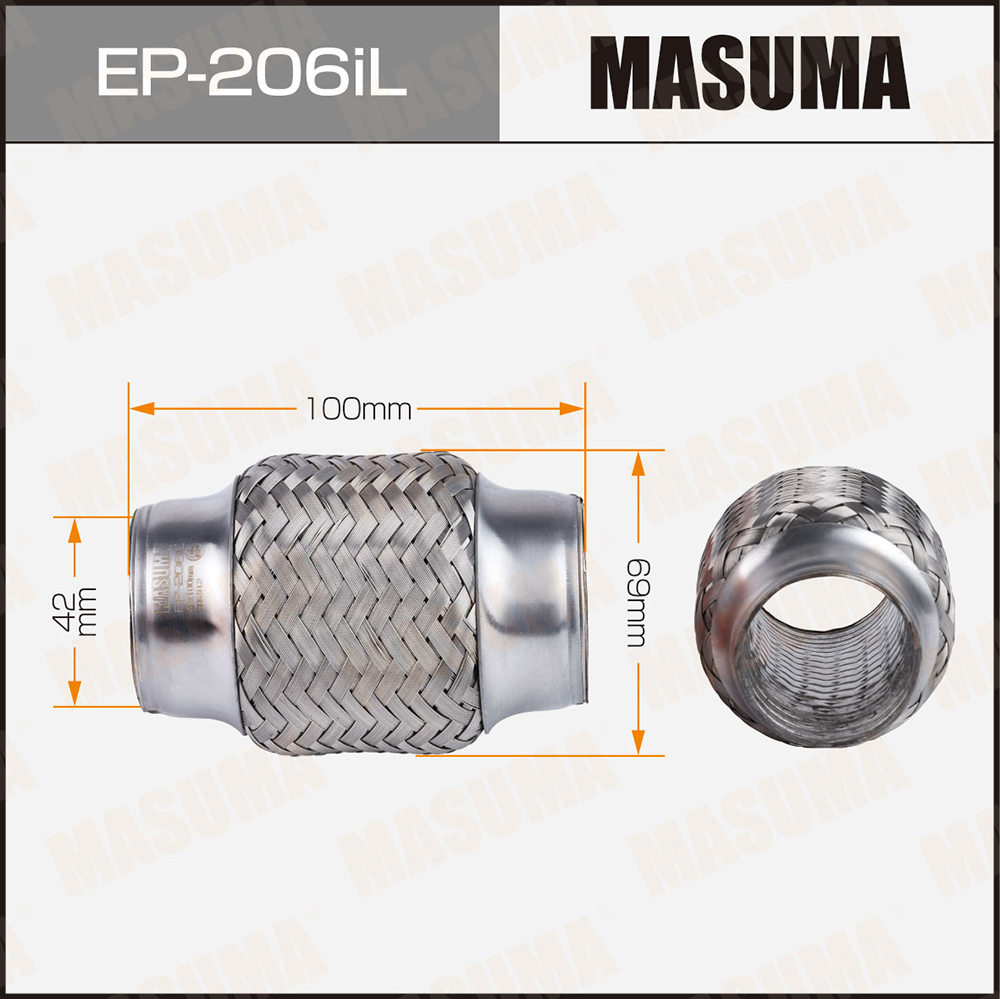Гофра глушителя EP-206iL 42x100 усиленная, 3-х слойная, interlock - Masuma EP206IL