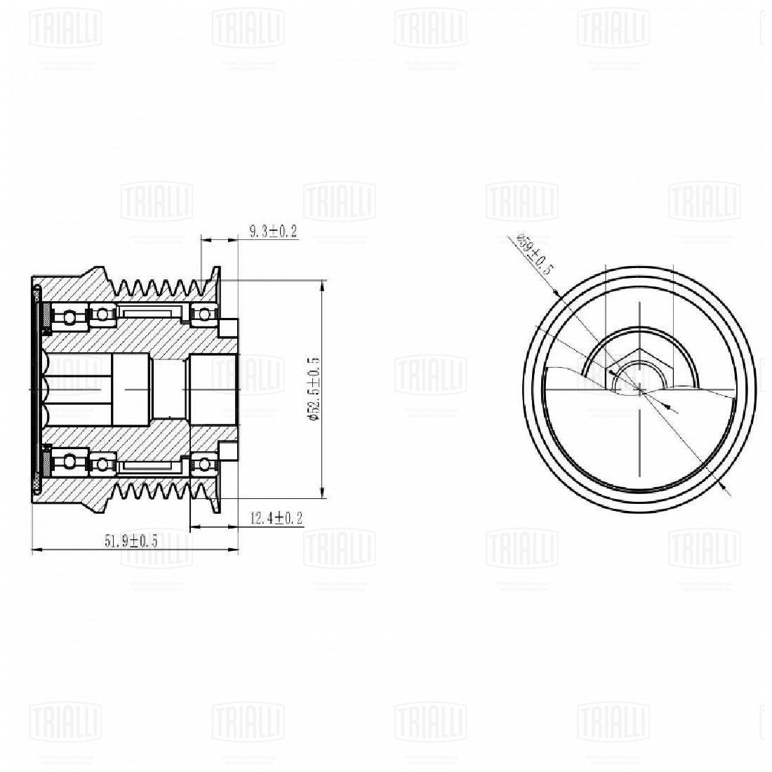 Ролик привод. ремня для а/м Toyota LC Prado (09-) 2.7 (обгонная муфта) (CM 6826) - Trialli CM6826