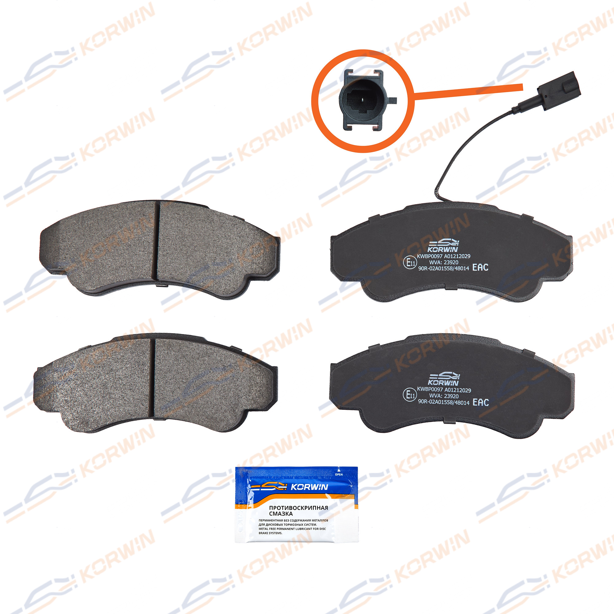 Колодки тормозные перед. Citroen Jumper (230/244)/Boxer 94-/Ducato (230/244/250) | перед | - KORWIN KWBP0097