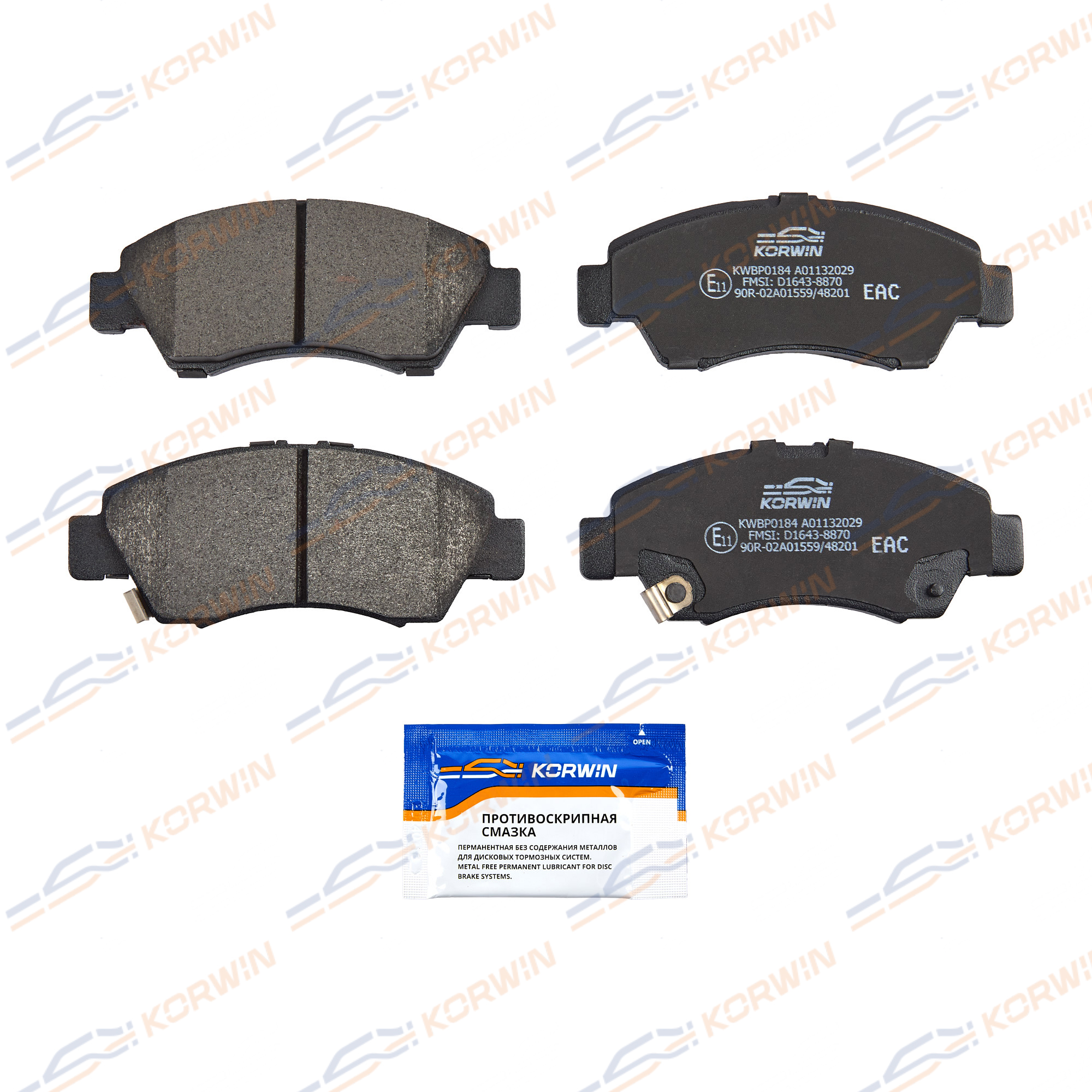 Колодки тормозные перед. Honda Civic v-vi 91-05/Jazz ii-iv 02-/Fit i-iii 02- | перед | - KORWIN KWBP0184