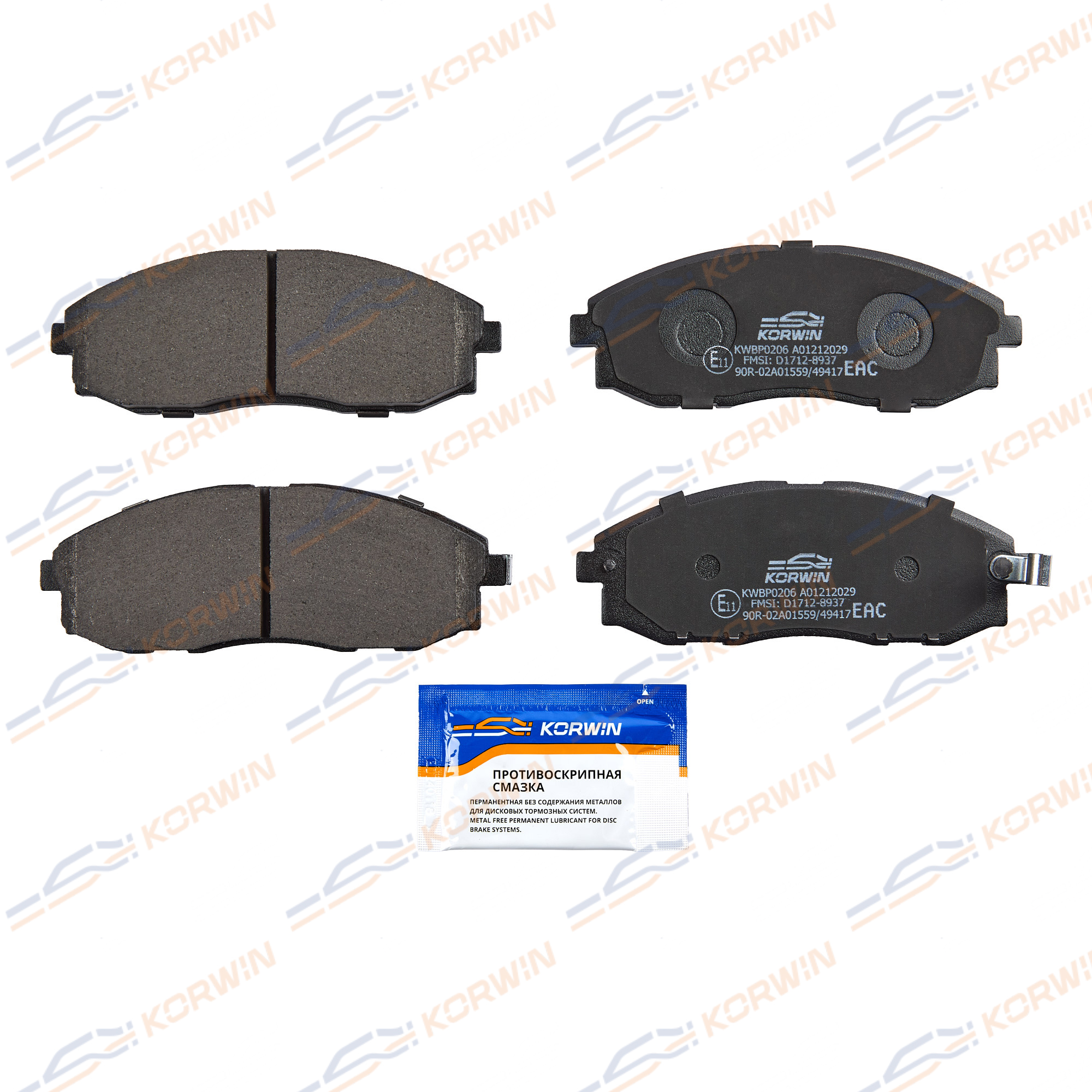Колодки тормозные перед. Hyundai H-1/Starex 97-/Porter i 96- | перед | - KORWIN KWBP0206