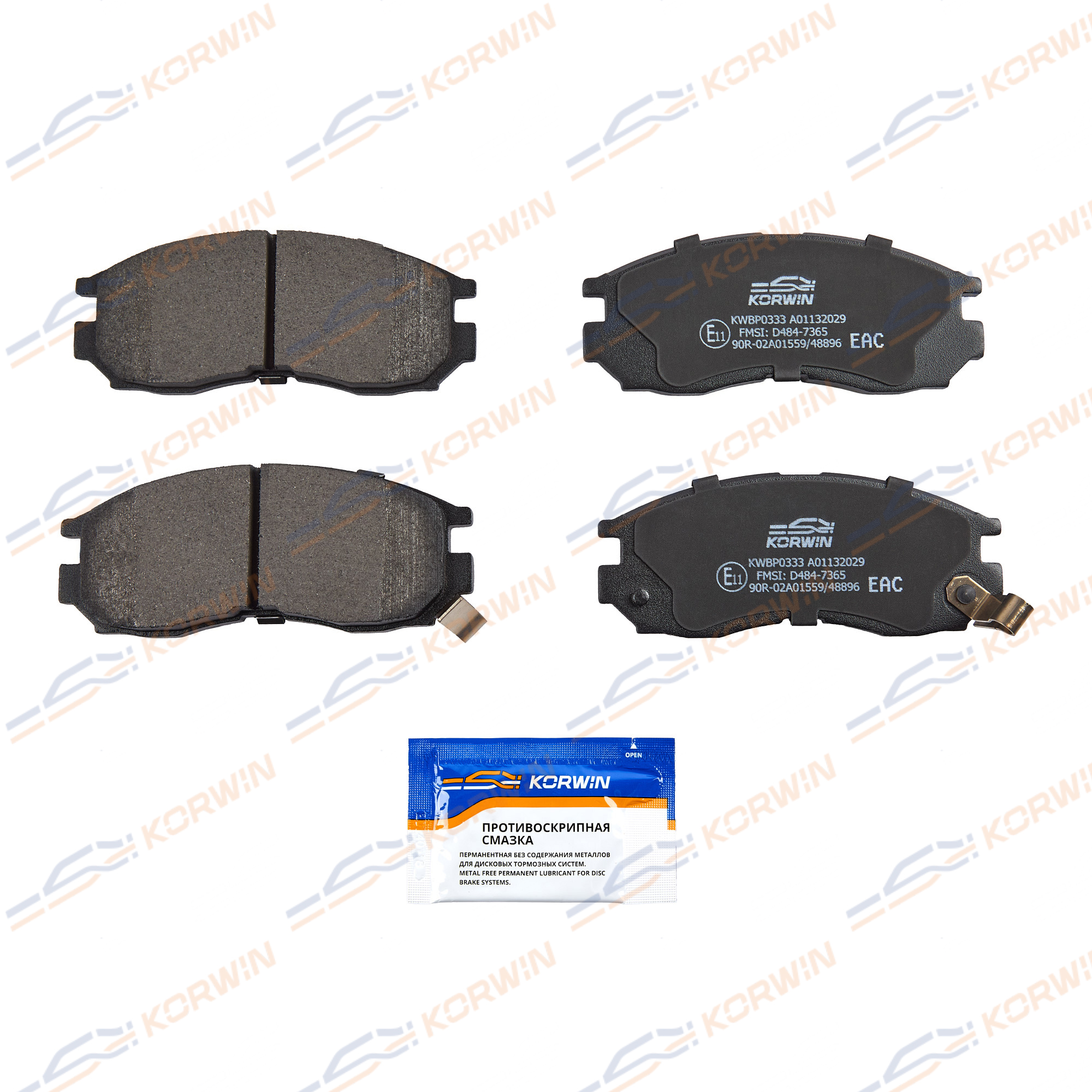 Колодки тормозные перед. Mitsubishi Galant viii (92-03)/Eclipse -99/Lancer -03 | перед | - KORWIN KWBP0333