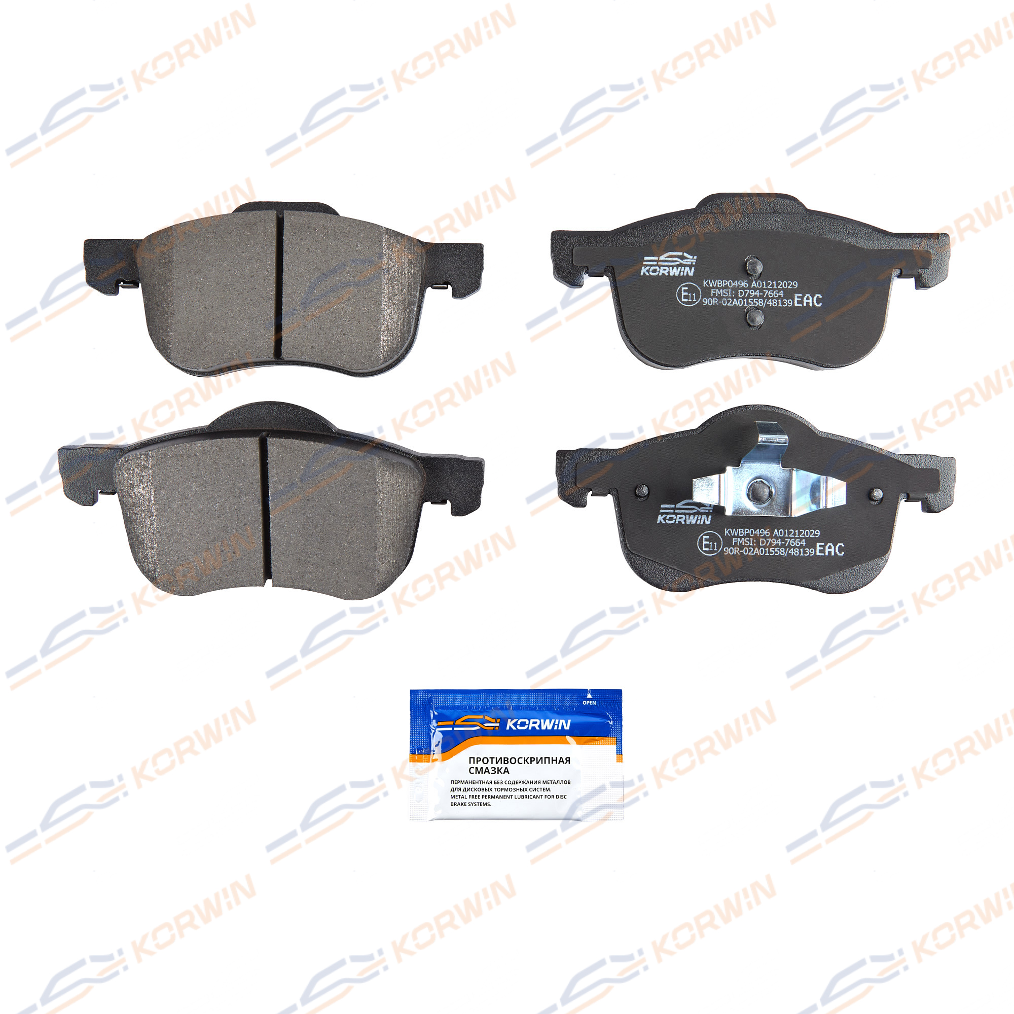 Колодки тормозные перед. Volvo S60 i (00-10)/s80 i-ii (98-16)/xc90 i (02-14) | перед | - KORWIN KWBP0496