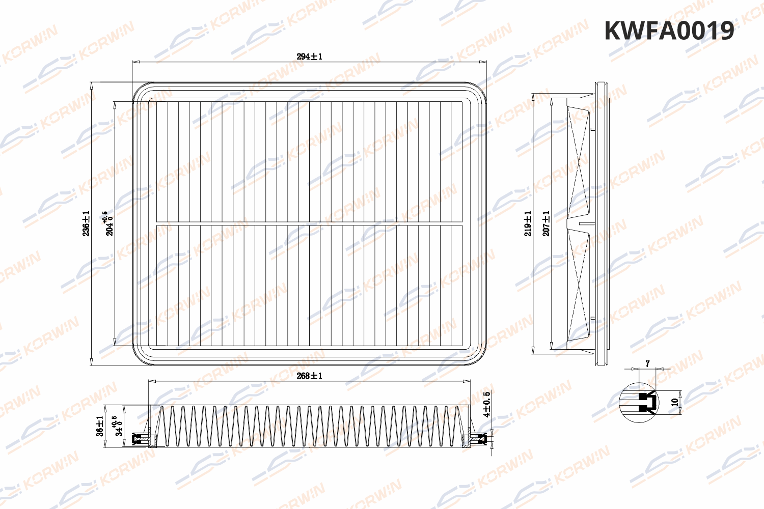 Фильтр воздушный KIA Sorento i >06 - KORWIN KWFA0019